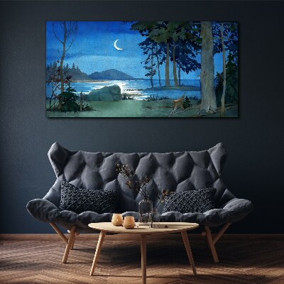 Night landscape over the water Canvas print