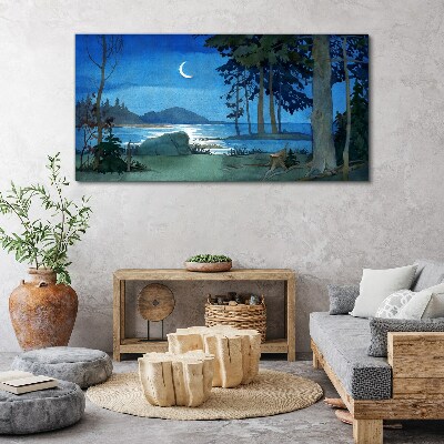 Night landscape over the water Canvas print