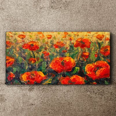 A flower meadow in shades of orange Canvas Wall art