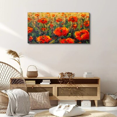 A flower meadow in shades of orange Canvas Wall art