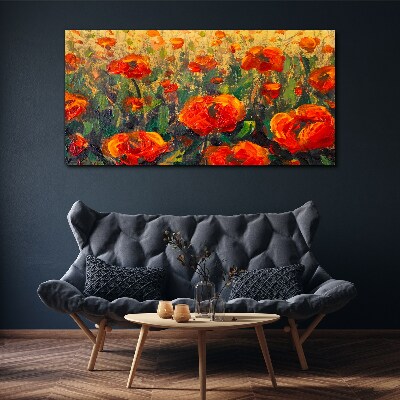 A flower meadow in shades of orange Canvas Wall art