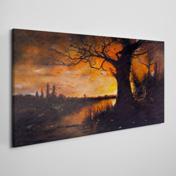 Golden hour at the lake Canvas Wall art