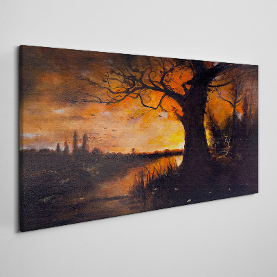Golden hour at the lake Canvas Wall art