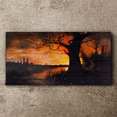 Golden hour at the lake Canvas Wall art
