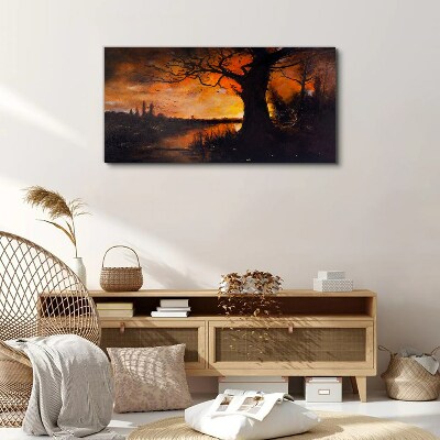 Golden hour at the lake Canvas Wall art