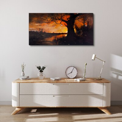 Golden hour at the lake Canvas Wall art