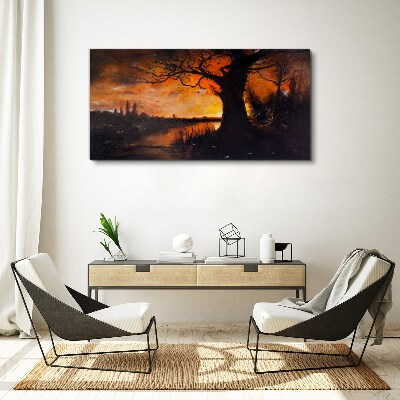 Golden hour at the lake Canvas Wall art