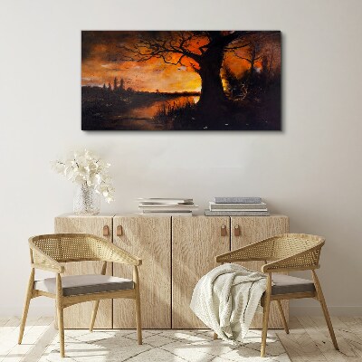 Golden hour at the lake Canvas Wall art