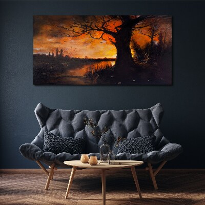 Golden hour at the lake Canvas Wall art