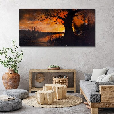 Golden hour at the lake Canvas Wall art