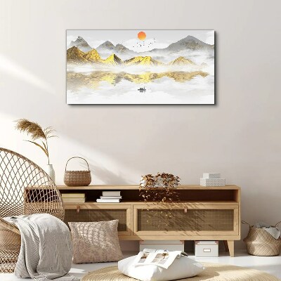 Abstraction lake mountains Canvas Wall art
