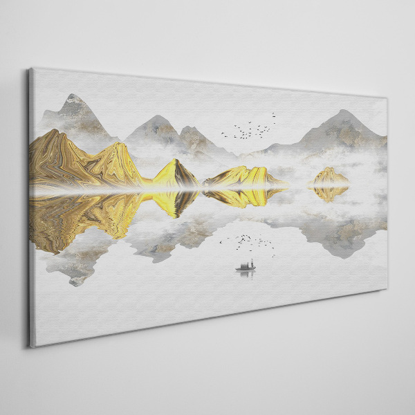 Golden mountains in mystical reflection Canvas Wall art