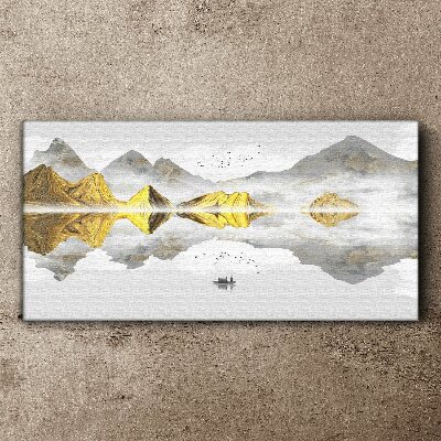 Golden mountains in mystical reflection Canvas Wall art