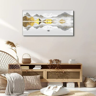 Golden mountains in mystical reflection Canvas Wall art