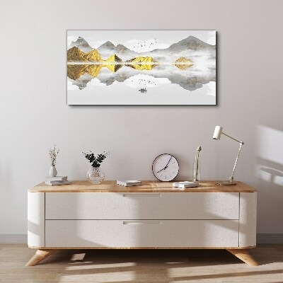 Golden mountains in mystical reflection Canvas Wall art