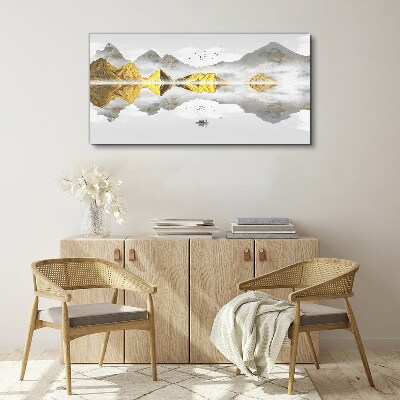 Golden mountains in mystical reflection Canvas Wall art
