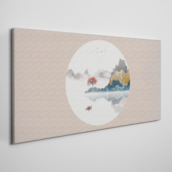 A peaceful landscape in a circle Canvas Wall art