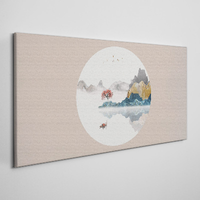 A peaceful landscape in a circle Canvas Wall art