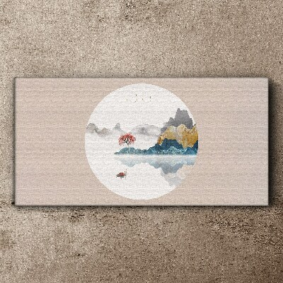 A peaceful landscape in a circle Canvas Wall art
