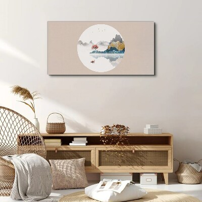 A peaceful landscape in a circle Canvas Wall art