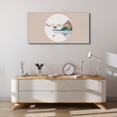 A peaceful landscape in a circle Canvas Wall art