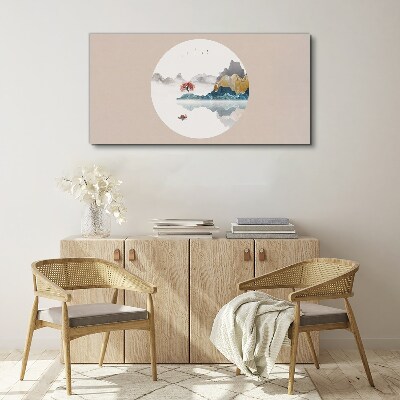 A peaceful landscape in a circle Canvas Wall art