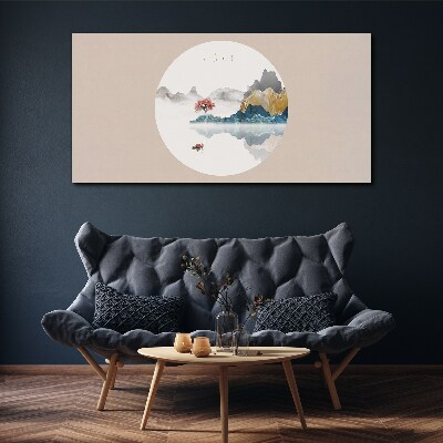 A peaceful landscape in a circle Canvas Wall art