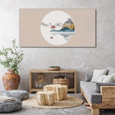 A peaceful landscape in a circle Canvas Wall art
