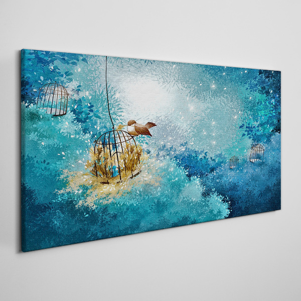 A caged bird against the sky Canvas Wall art