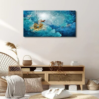 A caged bird against the sky Canvas Wall art
