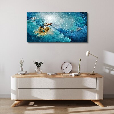 A caged bird against the sky Canvas Wall art