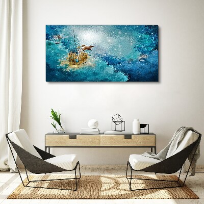 A caged bird against the sky Canvas Wall art