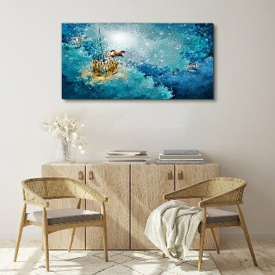 A caged bird against the sky Canvas Wall art