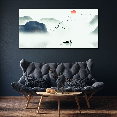 A quiet morning by the lake Canvas Wall art