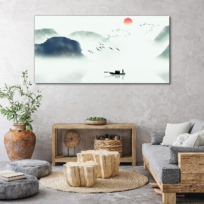 A quiet morning by the lake Canvas Wall art