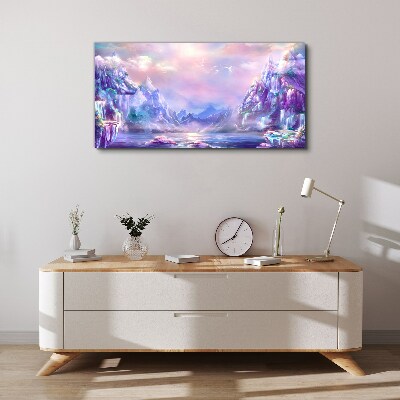 Abstraction lake mountains sky Canvas Wall art