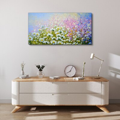 Floral landscape in pastel colors Canvas print