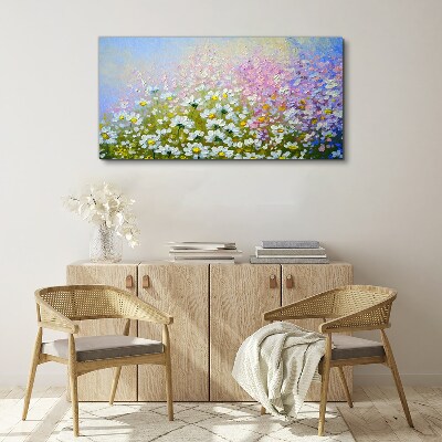 Floral landscape in pastel colors Canvas print