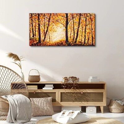 Golden autumn in the forest Canvas Wall art