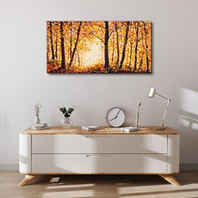 Golden autumn in the forest Canvas Wall art