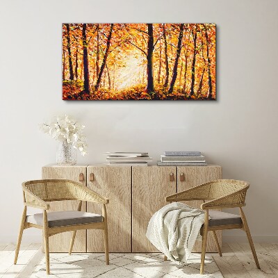 Golden autumn in the forest Canvas Wall art