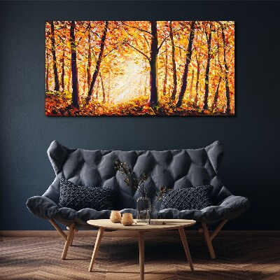 Golden autumn in the forest Canvas Wall art