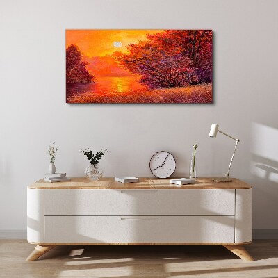 Golden hour at the lake Canvas Wall art