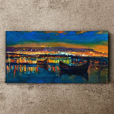 The bay in the glow of sunset Canvas Wall art