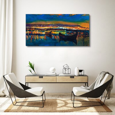 The bay in the glow of sunset Canvas Wall art