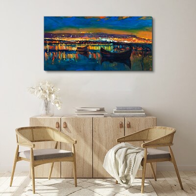 The bay in the glow of sunset Canvas Wall art