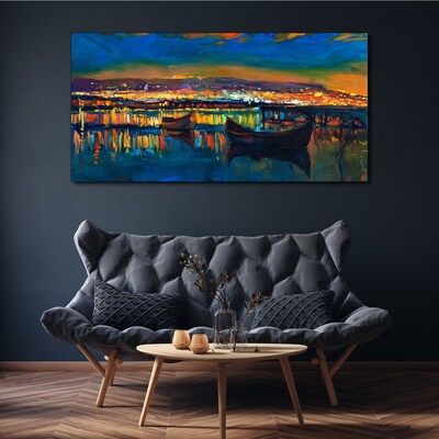 The bay in the glow of sunset Canvas Wall art