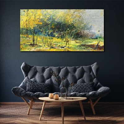 Golden autumn in the park Canvas Wall art