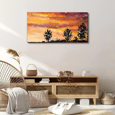 Sunset over the trees Canvas Wall art
