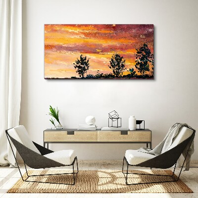 Sunset over the trees Canvas Wall art